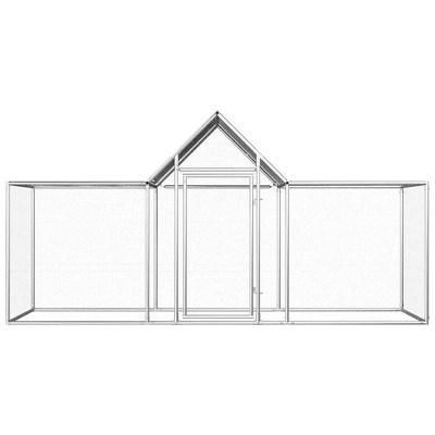 vidaXL Chicken Cage Walk-in Chicken Coop Pen Poultry Cage Galvanized Steel - 118.1" x 39.4" x 59.1"