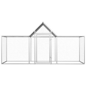 vidaXL Chicken Cage Walk-in Chicken Coop Pen Poultry Cage Galvanized Steel - 118.1" x 39.4" x 59.1" - 1 of 4