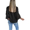 Imily Bela Womens 3/4 Bell Sleeve Eyelet Button Down Shirt Casual Ruffle Hem Blouse - 4 of 4