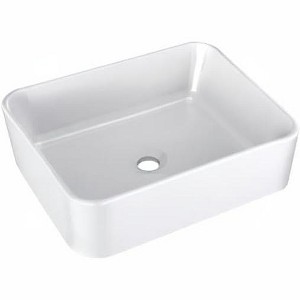 Modern Ceramic Bathroom Sink - High-Gloss Stain & Scratch Resistant Surface, Space-Saving Design with Flexible Faucet Options - 1 of 4