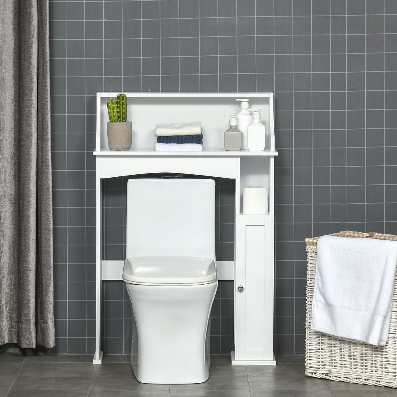 kleankin Over The Toilet Storage, Bathroom Organizer with Adjustable Inner Shelf, and Door Cabinet, White, 2 of 7