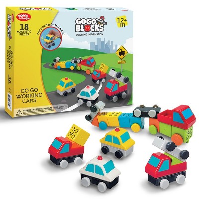 Toys By People Go Go Working Cars - Go Go Magnetic Blocks - 18 PC Set