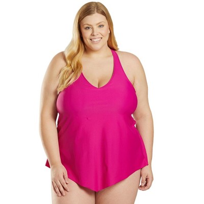 Sporti Sporti Plus Size Sofia Flowy Racerback Tankini Top Magenta 20W
