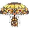 Chloe Lighting Crystorama Tiffany-Style 3 Light Floral Double Lit Table Lamp 16" Shade - 2 of 3
