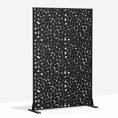 Lirago Metal Outdoor Privacy Screen Arched Top Freestanding Patio Decorative Screens - 72"x47", Black
