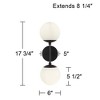 Possini Euro Design Oso Mid Century Modern Wall Light Sconce Black Hardwire 17 3/4" High 2-Light Fixture Opal Glass for Bedroom Bathroom Vanity House - 4 of 4