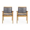 Arm Chairs Set Of 2,Patio Wooden Arm Chair With Rope Weave,Outdoor Patio Furniture,Outdoor Arm Chair For Patio,Backyard-Cuddlewood - 3 of 4