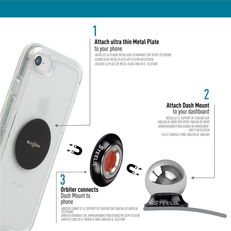 Nite Ize Steelie Orbiter Dash Mount Kit - Magnetic Cell Phone Holder for Car Dashboard, 4 of 12