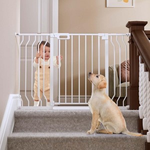 GROWNSY Baby Gate for Stairs, 29"-43" Pressure Mounted Pet Gate for Doorways-Auto Close Dog Gate with Easy Installation, White - 1 of 4