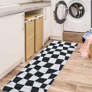 Washable Modern Geometric Checkerboard Rugs Non Slip Indoor Abstract Soft Carpet for Living Room Bedroom Low Pile Area Rugs Room Decor - 1 of 4