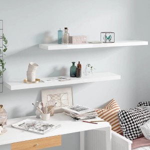 vidaXL Floating Wall Shelves 2 pcs High Gloss White 47.2Inchx9.3Inchx1.5Inch MDF - 1 of 4