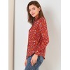 Allegra K Women's Point Collar Long Button Sleeve Button Down Floral Shirt - 4 of 4