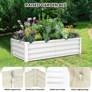 COZONY Galvanized Raised Garden Bed, Outdoor Planter Box with Open Base, Safety Edge & Gloves - 1 of 4