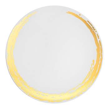 Smarty Had A Party 10.25" White with Gold Moonlight Round Disposable Plastic Dinner Plates (120 Plates)