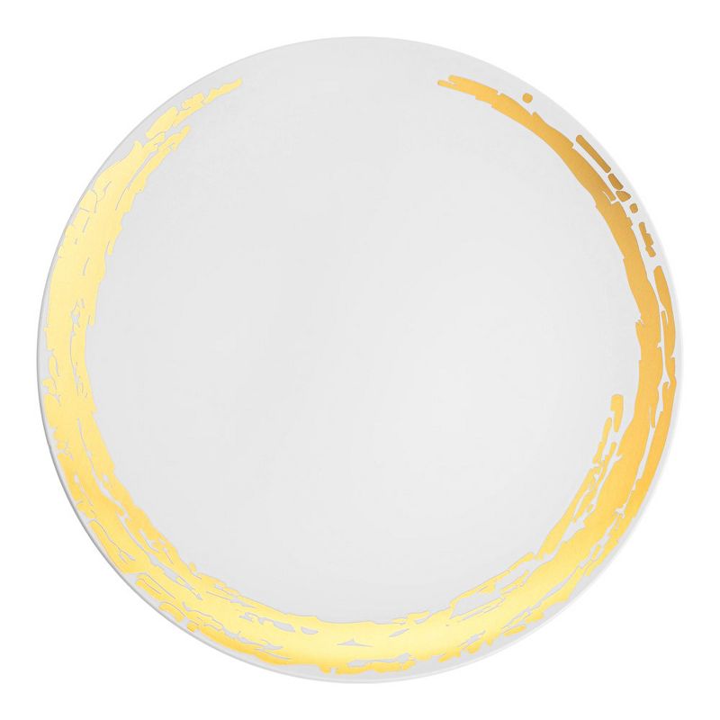 Smarty Had A Party 10.25" White with Gold Moonlight Round Disposable Plastic Dinner Plates (120 Plates), 1 of 7