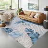 Washable Hallway Runner Rug Modern Tropical Plant Non-Slip Stain-Resistant Low Pile Indoor Home Decor Faux Wool - 3 of 4