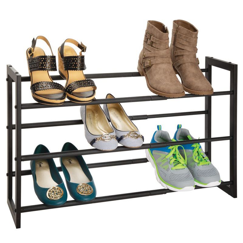 mDesign Metal 3 Tier Adjustable/Expandable Shoe and Boot Rack, 1 of 9
