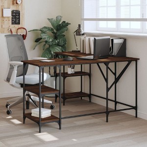 vidaXL Desk Brown Oak 54.7 in.x54.7 in.x29.5 in. Engineered Wood - 1 of 4