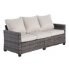 Tree City 3-Seat All-Weather Wicker Patio Sofa with Cushions, Outdoor Couch with High Curved Back, Brown PE Rattan and Steel Frame - 2 of 4