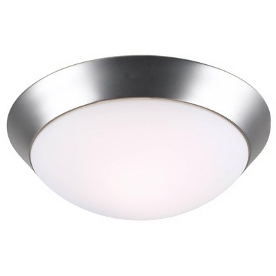 360 Lighting Modern Ceiling Light Flush Mount Fixture Brushed Nickel 13" Wide Frosted Glass Dome for Bedroom Kitchen Bathroom