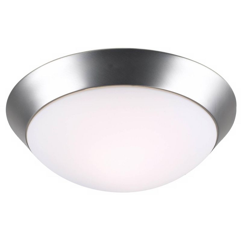 360 Lighting Modern Ceiling Light Flush Mount Fixture 13" Wide Brushed Nickel 2-Light Frosted Glass Dome Shade for Bedroom Kitchen Living Room Hallway, 1 of 6