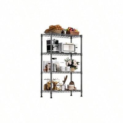 1000 lbs Heavy Duty Steel Storage Shelving 4 - Tier Black Wire Rack Home Kitchen Office Utility Organizer 13x 23.6x 53.4 Inch