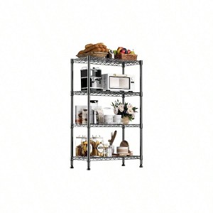 1000 lbs Heavy Duty Steel Storage Shelving 4 - Tier Black Wire Rack Home Kitchen Office Utility Organizer 13x 23.6x 53.4 Inch - 1 of 4