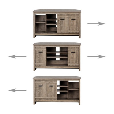 Weathered Oak Corner TV Stand with Fireplace Cabinet