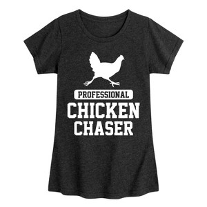Girls' - Instant Message - Professional Chicken Chaser Fitted Short Sleeve Graphic T-Shirt - 1 of 4
