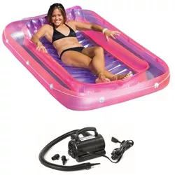 New Swimline 9052 71" Swimming Pool Inflatable Tub Lounger w/ 110 Volt Air Pump