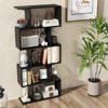 Tangkula 5-Tier Geometric Bookshelf Wooden Decorative Display Shelf w/Large Capacity Freestanding S-shaped Bookcase Black/White/Rustic Brown - 2 of 4
