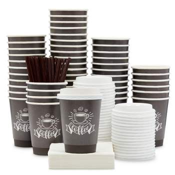 48 Pack Disposable Coffee Cups With Lids for Donut Grow Up Party