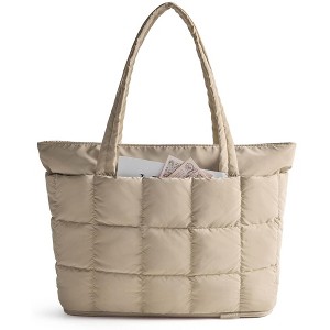 Generic Expandable Tote Bag, Zippered Puffer Design with Water-Resistant Quilted, Nurse and Carry-On Travel Bag, Desert - 1 of 4
