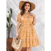 Plus Size V Neck Midi Dress Wrap Short Sleeves High Waisted Summer Casual Belt Dress - 3 of 4