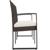 60"3-Seater Patio Bench with Cushions Brown PP Rattan - 4 of 4