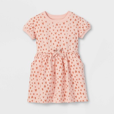 Toddler Girls' Heart French Terry Short Sleeve Dress - Cat & Jack™ Pink 