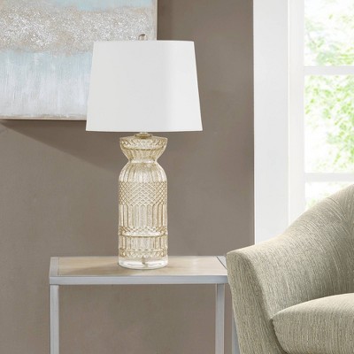 Hampton Hill 14"x28.25" Luxuria Textured Glass and Acrylic Base Warm Soft (Includes LED Light Bulb) Table Lamp