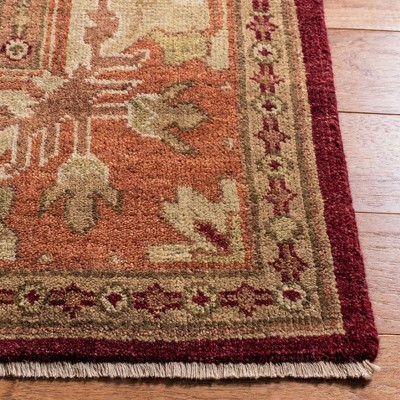 Elegant Oushak Hand-Knotted Red Wool Area Rug, 6' x 9'