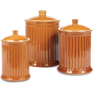 Omniware Simsbury 3-Piece Canister Set, Stoneware Kitchen Storage with Silicone-Sealed Lids, Lead-Free Glaze, Rustic Farmhouse Containers - 1 of 1