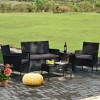 Tangkula 4PCS Outdoor Furniture Set Patio Rattan Conversation Set w/ Gray & Off White Cushion - 2 of 4