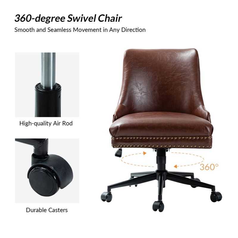 Xavier Faux Leather Office Task Chair with Nailhead | Karat Home, 5 of 12