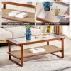 Kumasinova Round/Rectangle Coffee Table,Rattan Side Table with Glass Desktop and Open Shlef,Center Table for Living Room,Dining Room,Bedroom - 4 of 4