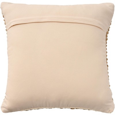 Ivory and Tan Woven Jute Cotton Euro Throw Pillow