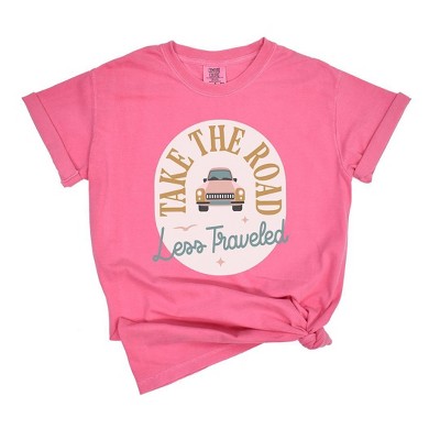 Simply Sage Market Women's Road Less Traveled Car Short Sleeve Garment Dyed Tee