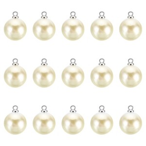 Unique Bargains Beautiful Designer DIY Jewelry Making Faux Pearl Pendants 150 Pcs Silver Beige 0.47" - 1 of 4