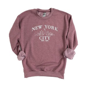 Simply Sage Market Women's Graphic Sweatshirt Embroidered New York City - XL - Heather Maroon - 1 of 3