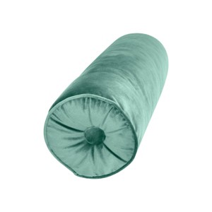 Edie@Home 7"x18" Chelsea Velvet Neckroll Lumbar Throw Pillow Cobalt: Indoor Cylinder Bolster with Button - 1 of 4