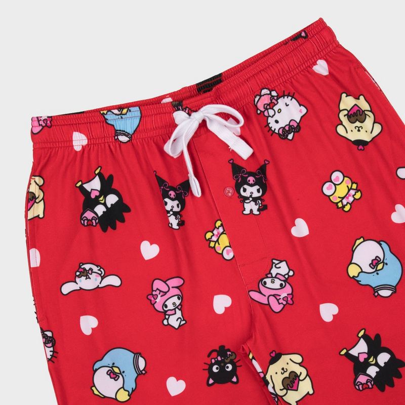 Men&#39;s Sanrio Heart Print Pajama Pants - Red, 3 of 4