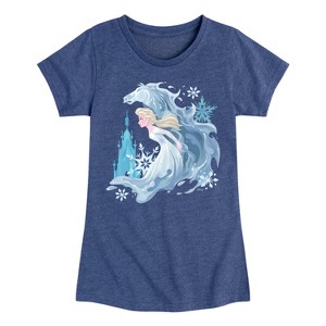 Girls' - Frozen 2 - Elsa & Winter Frozen Horse Fitted Short Sleeve Graphic T-Shirt - 1 of 4