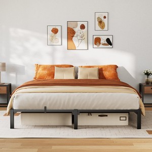 Heavy Duty Metal Platform Bed Frame with Durable Iron Slat Support and Legs - 1 of 4